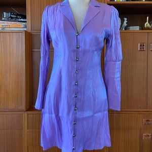Nasty Gal Lilac Shimmer Button Down Soft Blazer Dress